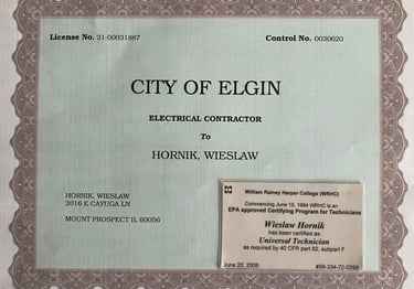  Licensed residential electrical contractor