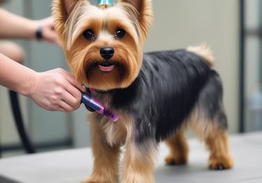 Happy dog after its dog groom
