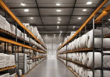 Warehouse of a textile fabric manufacturer under the yifab brand name