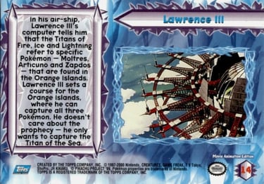 14 Lawrence 3 Topps Pokémon The Movie 2000 back