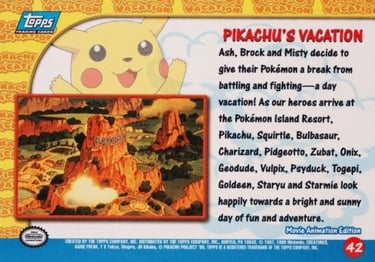 42 Pikachu's Vacation Topps Pokémon The First Movie back