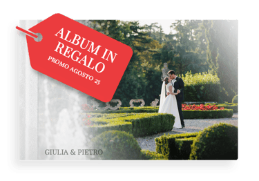 Promozione Album in regalo a tutte le coppie che confermeranno il servizio fotografico del loro matrimonio entro il 31 agosto