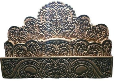 Teak Wood Bed with Decorative Pillows and Cushions