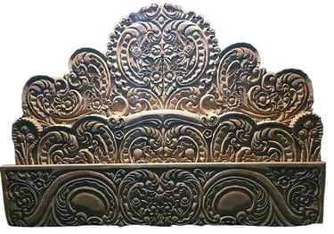 Teak Wood Bed with Decorative Pillows and Cushions