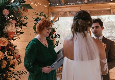 Celebrant led wedding ceremony in a barn