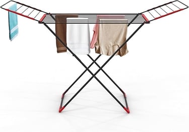 a clothes rack with clothes hanging on it