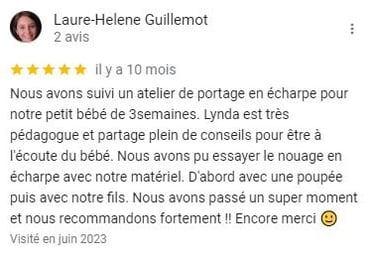 avis client portage bébé 5 étoiles