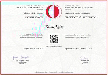 Editörlük sertifikası dilek kılıç odtü sem
