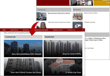 Screenshots of old and new Chung & Ng Projects page to show use of images