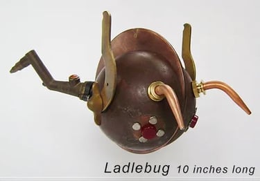 Flying metal creature named Ladlebug by artist Tal Avitzur.