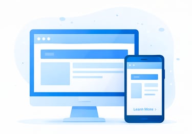 Responsive website dashboard displayed on modern desktop & mobile