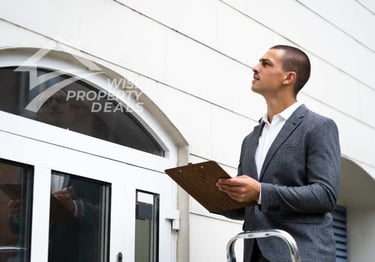 a man in a suit and tie is holding a clipboard