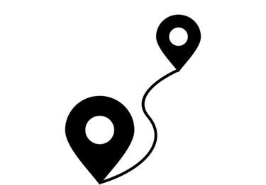 An icon on an AI strategy website showing two location pins in black, simplistic in design