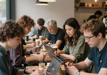 four person holding each others waist at daytime