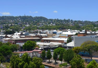 Toowoomba rooftop carpark at Grand Central Shopping Centre looking north-east