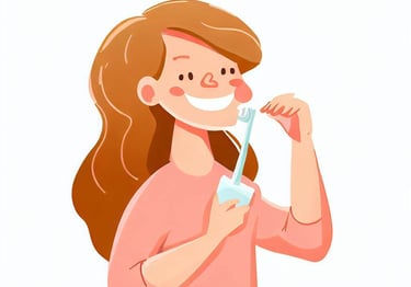 a woman with a toothbrush and toothbrushes in her mouth