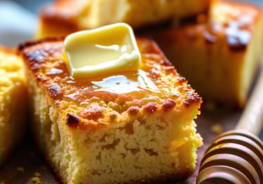 Toasted cornbread with melted butter and a drizzle for honey- my favorite!