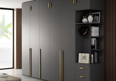 Modern sliding wardrobe with mirrored panels and soft-close doors