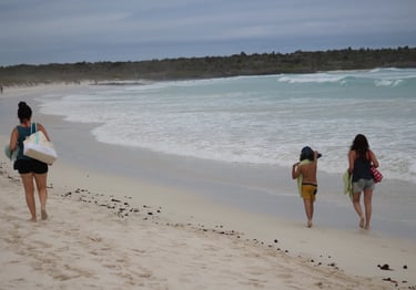 Multi-generational family enjoying a guided Galapagos nature experience