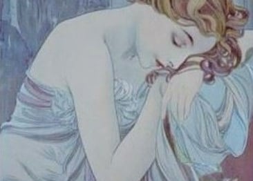 Une femme semble assoupie. L'image évoque bien-être et détente