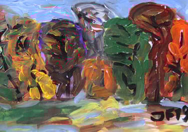 a fauvist landscape painting of trees