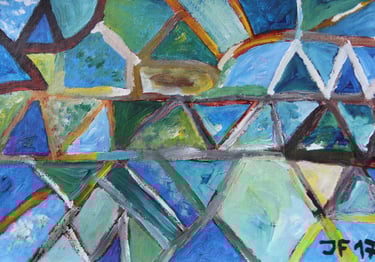 a painting of a stained glass window