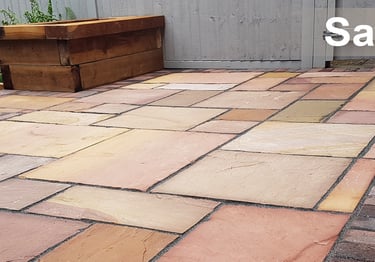 Sandstone Paving Raised Timber Sleeper Planter Seating Romford, Hornchurch, Upminster, Brentwood