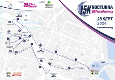 Recorrido de la 15 k nocturna valencia