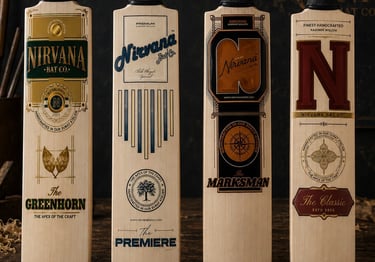 Hand-finished Nirvana cricket bat crafted in the Surat atelier.