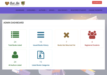 Library Management System - Admin Dashboard page