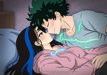 Izuku Midoriya (Deku) and his girlfriend Aiko Takara (Aria)
