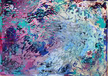 Acrylic painting Acrylbild Welle Wave Acryl Bild Gemälde abstrakt lila grün blau