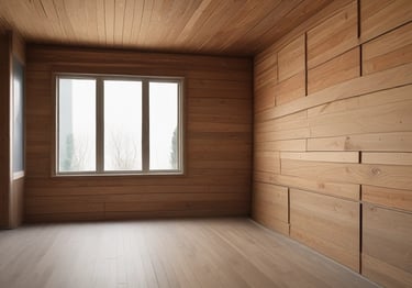 Close-up of skilled workers assembling a wooden roof frame on a sunny day.