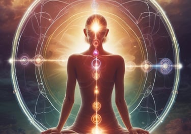 A vibrant multidimensional energy painting in progress.