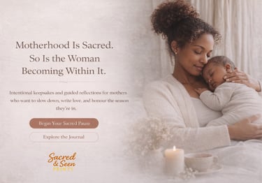 A mother holding her sleeping baby during a sacred pause, promoting guided reflection journals for motherhood.
