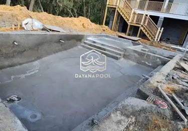 Pembuatan kolam renang tahap pemelesteran oleh dayanapool