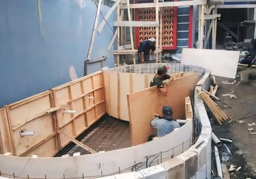 proses pembuatan kolam renang kerajinan tangan oleh dayanapool