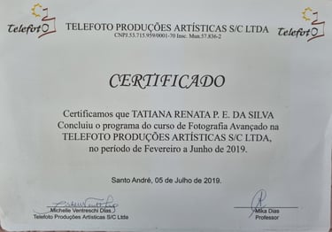 Fotógrafa Taty Pacheco Certificado Fotografia Avançado