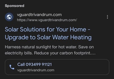 Vguard Distributor in Trivandrum | Megha Solar Google Ads By Abhijith.digital