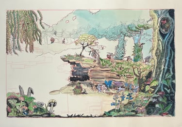 the dwarves in in a fantasy forest