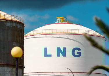 a large white LNG storage tank 