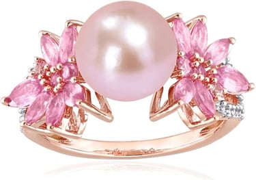 Pink Floral Jewelry: Pearl Flower Cocktail Ring