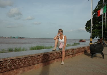 Tracey Billington on the Mekong Promenade in Phenon Penh, Cambodia