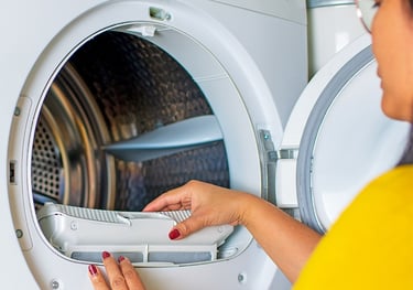 a person removing the lint filter of a dryer