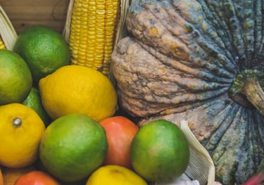 Des fruits et légumes évoquant la santé et la diététique