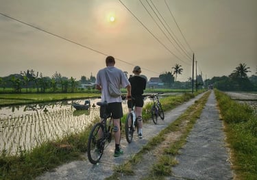 cycling through village in yogyakarta