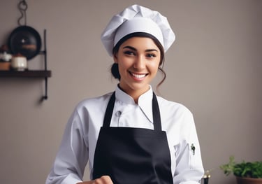 A woman standing in a hallway with her arms crossed