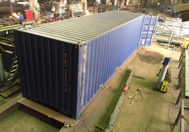 Sea container modification in workshop