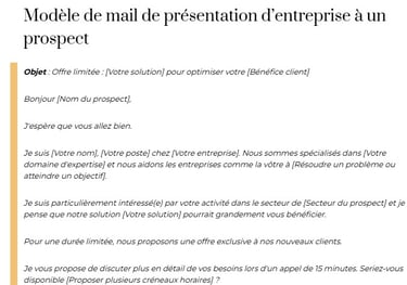 modele mail presentation entreprise