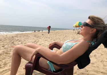 Tracey Billington at Marari Beach, Kerala, India